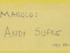 Papel de fumar dedicado por Andy Chango en 1999.